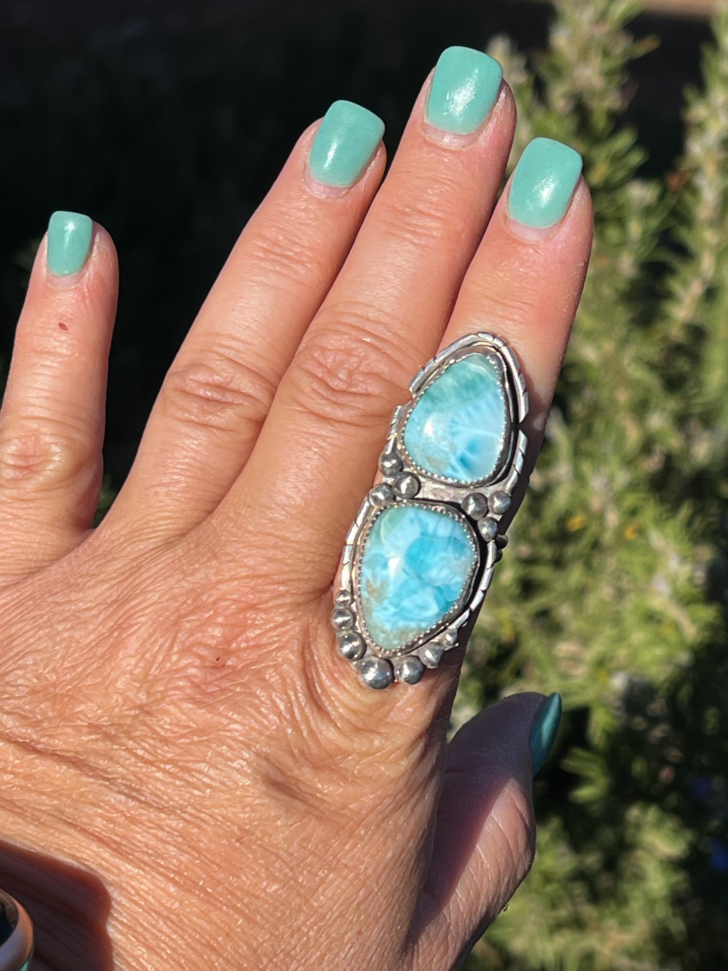 Larimar Silver Statement Ring